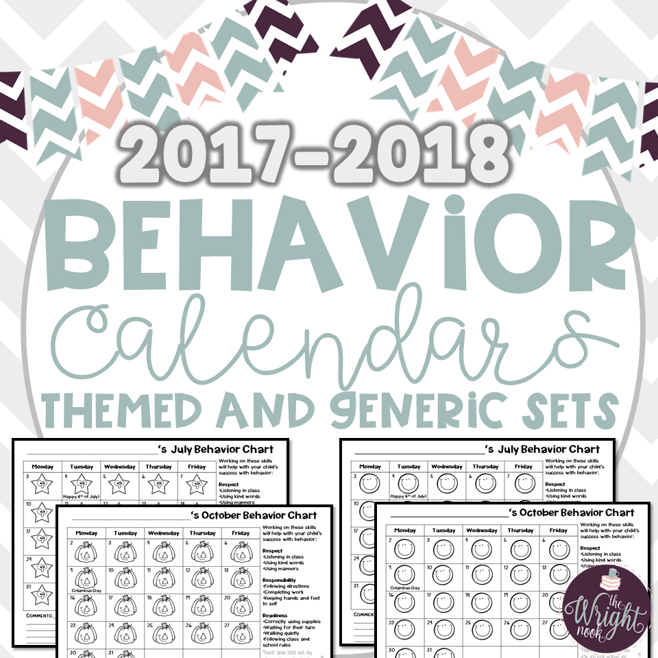 using behavior calendars in your classroom the wright nook buy behavior charts